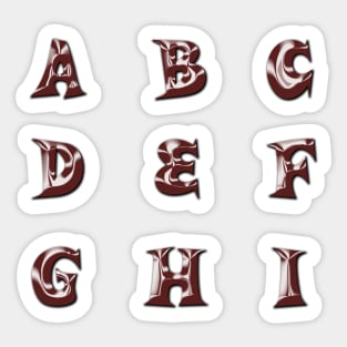 Burgundy Wine Metallic Alphabet - upper case 1/3 Sticker